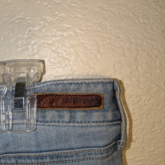 Express Light Blue Distressed Women's Jeans barely boot low rise size 12r - Picture 7 of 12